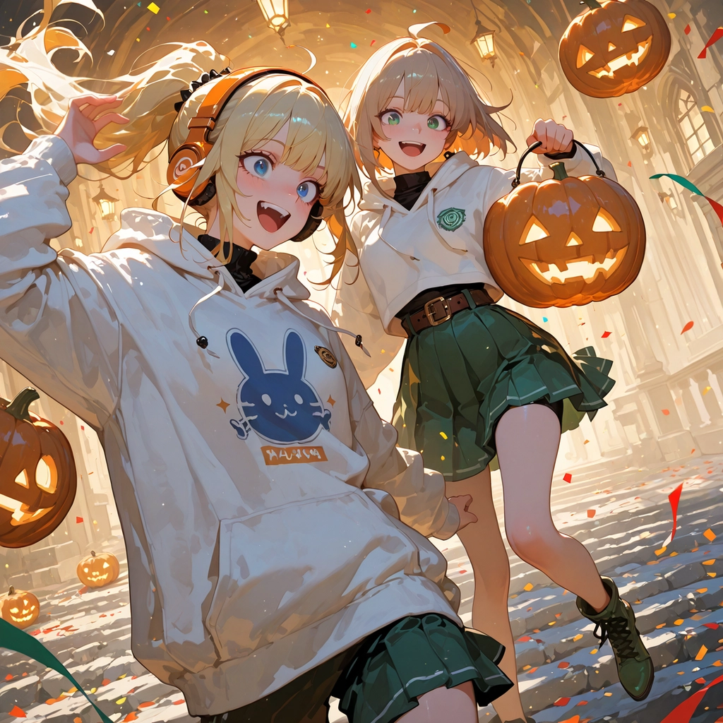 Lili & Kaede — Happy Halloween! Panorama | Asunaro Works